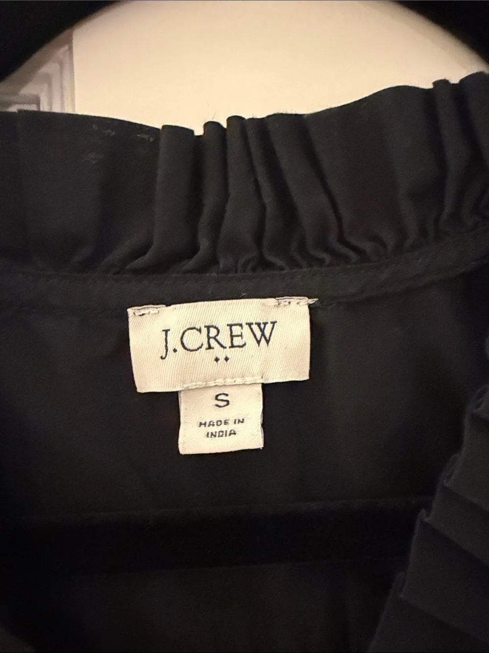 J. Crew Black Ruffle V-Neck Cap Sleeve Blouse